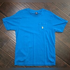U.S. Polo Assn Mens Crew Neck Blue Pocket Casual Short Sleeve Tee Medium